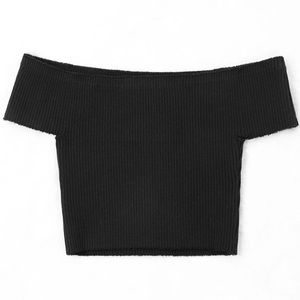 NWOT Off The Shoulder Stretchy Black Crop Top